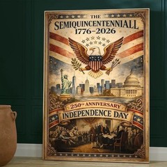 US 250th Anniversary Frog Wall Art Patriotic American Flag Poster Decor