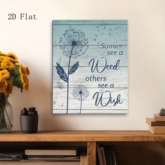 Framed Canvas Distressed Wood Dandelion Some See A Wish Inspirational Wall Decor
