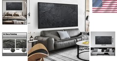 Black Abstract Wall Art Canvas Large Modern Living Room Bedroom Office Decor