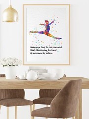 Dignovel Studios Gymnastics Girl Sports Yoga Pose Inspirational Quote Art Print