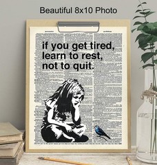 Banksy Rest Don’t Quit – Unframed Dictionary Wall Art Print – Makes a Great Gift
