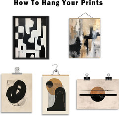 16 PCS Black and White Abstract Wall Art Decor, Minimalist Gallery Wall Prints f