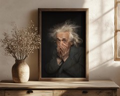 Einstein Smelly Funny Bathroom Poster, Meme Toilet Humor, Vintage Decor