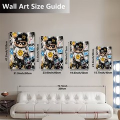 Graffiti Teddy Bear Skateboard Canvas Wall Art Urban Street Art Bear Print Kids