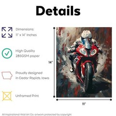 S1000RR Motorcycle Poster Wall Decor Room Men 11×14 Inches Unframed