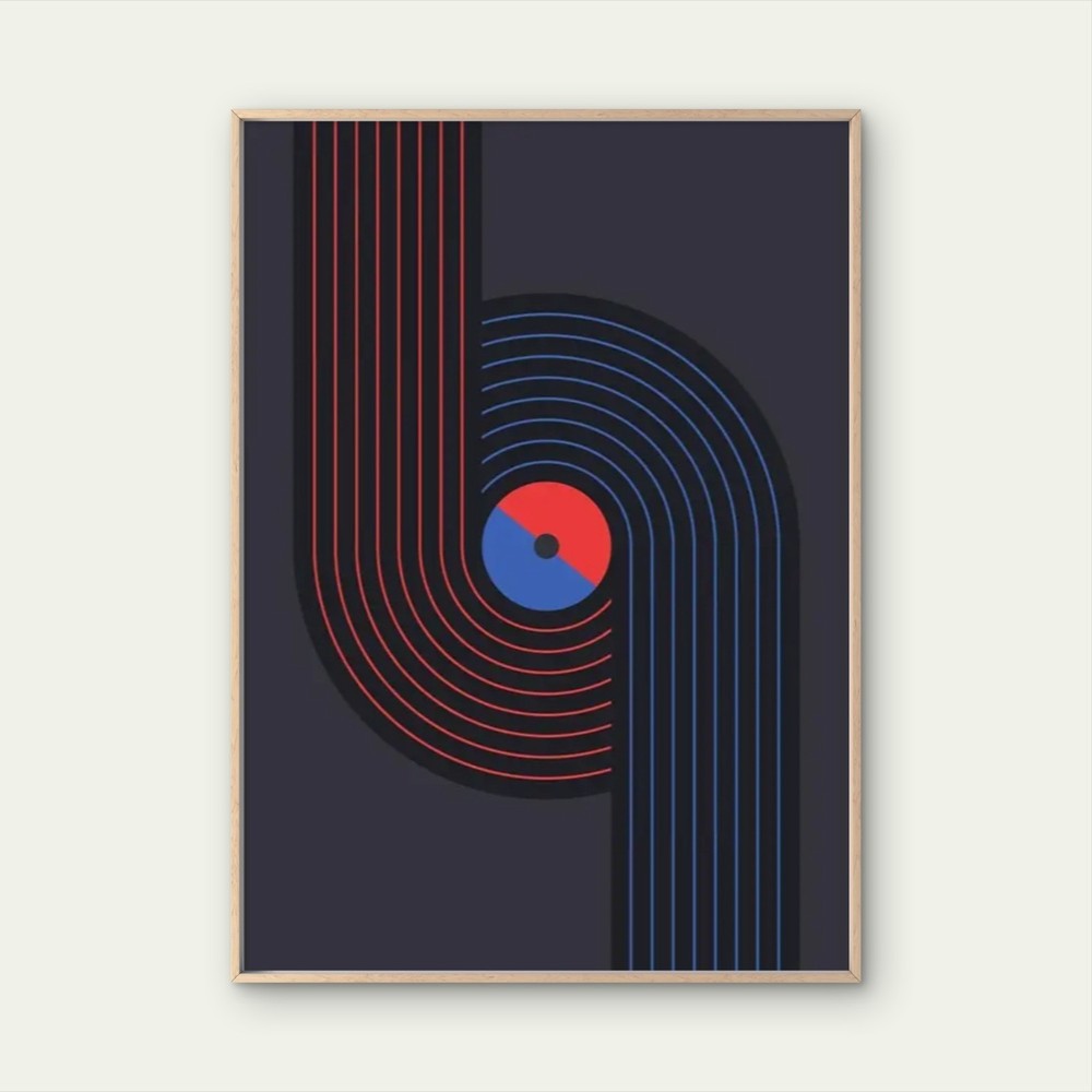 Abstract Blue Red Black White Brown Beige Wall Art Poster Choose Your Size