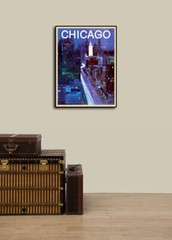 Chicago Cityscape Vintage Style 1960s Travel Poster – 24×32