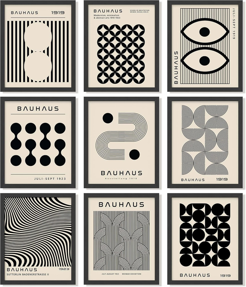 Modern Bauhaus Poster – Mid Century Modern Wall Decor, Midcentury Geometric Wall