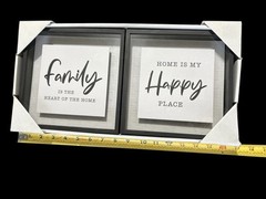 Framed Wall Art Decor Set “Family” “Home” Black Shadow Box Style Modern New