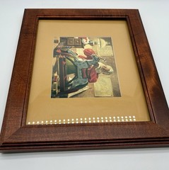 Vintage Christmas🎄SANTA MAKING TOYS FRAMED ART Rocking Horse GUC Cute Holiday