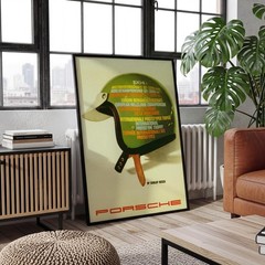 Porsche 1964 Racing Helmet Poster Wall Art Vintage Motorsport Canvas Car Decor