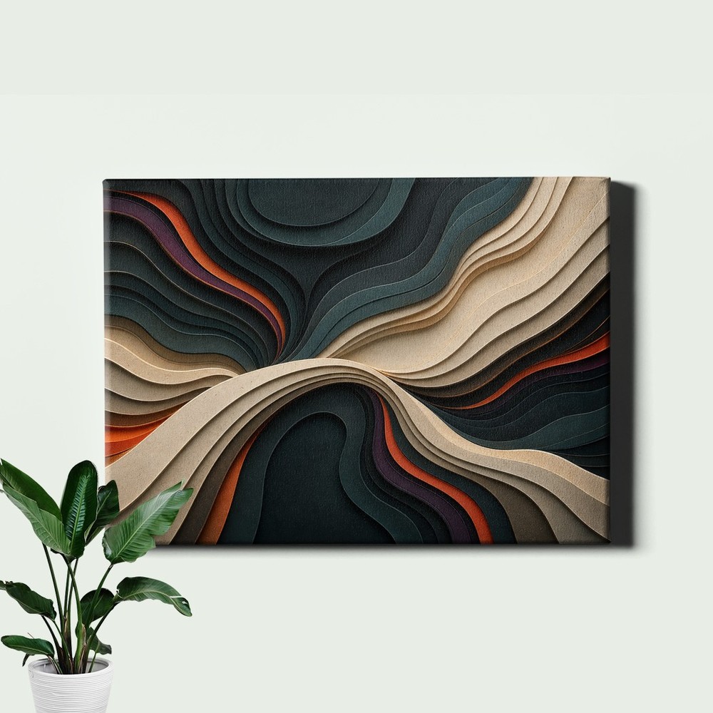 Abstract layered topographic relief waves Poster Print contour line texture