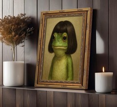 Funny Frog Wall Art Vintage Gold Frame Froge Wall Decor Interesting Animal Pi…