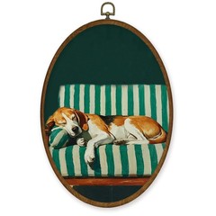 Vintage Beagle Sofa Wall Art Decor, Beagle Dog Lover Oval Framed Canvas Art P…