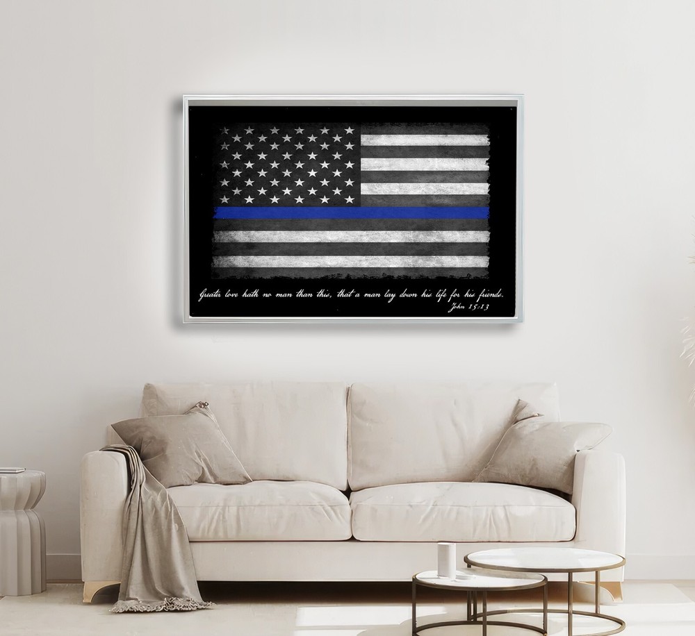 John 15:13 Greater Love Hath No Man Thin Blue Line Law Enforcement Poster