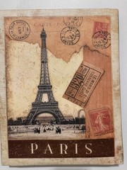 Paris Eiffel Tower Vintage Vertical Canvas Print Brown Beige Black