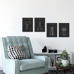 Framed Canvas Wall Art for Beauty Salon & Barber Shop Decor – 4 Pieces, 12×16