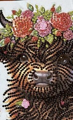 10z10” Beaded Art, Beautiful Highland Cow Finished Diamond Painting Home Decor