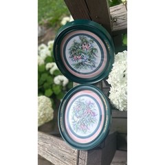 Home Interior Vintage Oval Framed Hummingbird & Honeysuckle Don Kent Set 1994