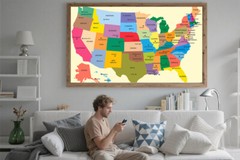 24»x36» United States Map US USA Administrative Poster Wall Chart Mural Decor