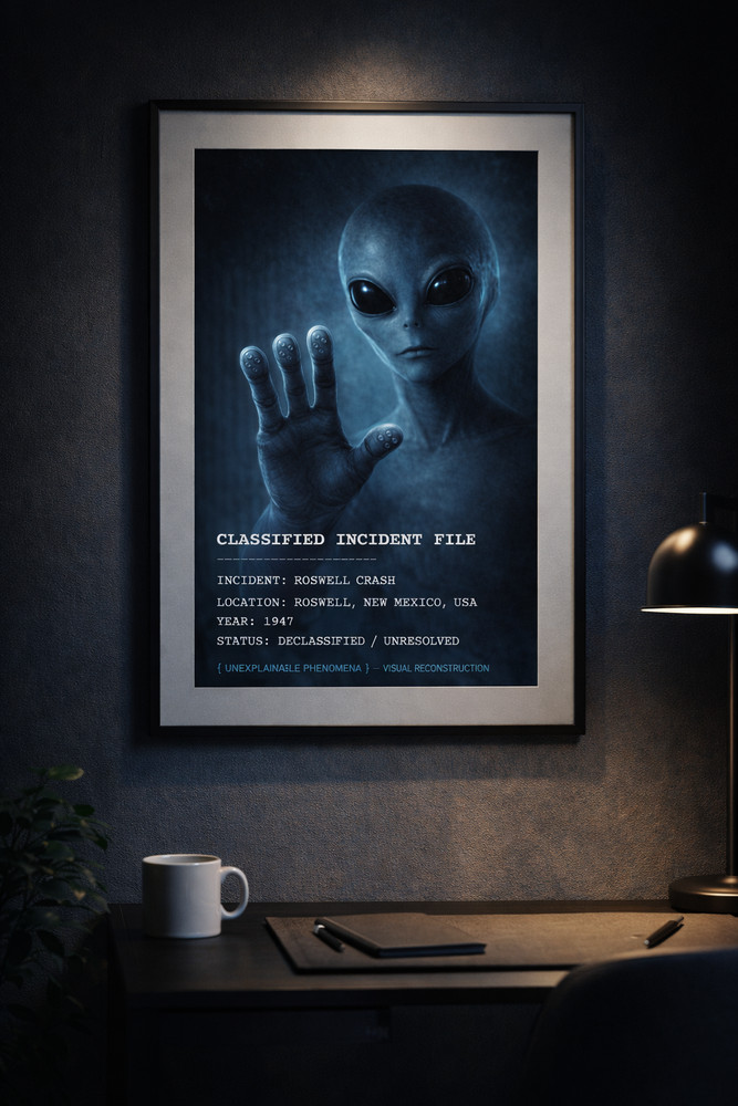 Alien Classified Incident | Roswell Crash | UFO Wall Art 16×24
