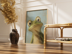 Funny Frog Eye Poster Quirky Toad Oil Print Unique Wall Art Home Decor Gift Room