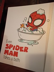 Super Hero Kids Bathroom Decor 4 8×10 Shiny Cardstock Prints Wall Art Decor Set