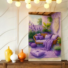Wall Art Purple Boho Patio Sofa Lavender Plants Watercolor Home Decor Print