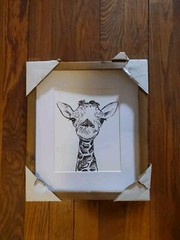 Set Of 2 Giraffe Pictures, 16×20 Canvas & 10.5×12 Framed Home Decor