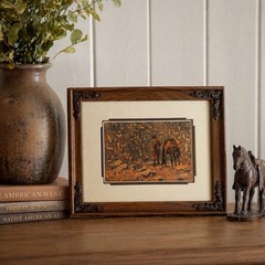 Jim Rey Legend Wall Framed Print Western Cowboy Horse Petroglyph Decor 11.5×9.5