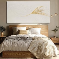 Wall Art Hand Painted Oil Painting, Oversized Neutral White Gold Textured Abs…