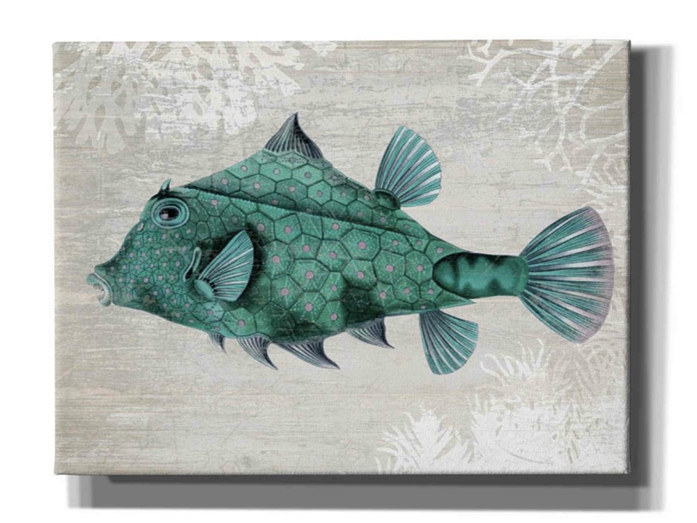 Epic Graffiti ‘Turquoise Turret Fish’ by Fab Funky Giclee Canvas Wall Art