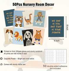 50Pcs Playroom Decor Funny Cartoon Animal Posters Toddler Boy Wall Decor Insp…