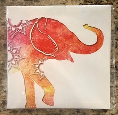 Colorful Elephant Mandala Artwork Durable Square Canvas 8.5»x8.5» Wall Decor