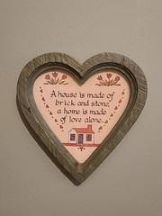 Vintage Heart Framed Home Is Made Of Love Art County Farmhouse Cottage 8×8