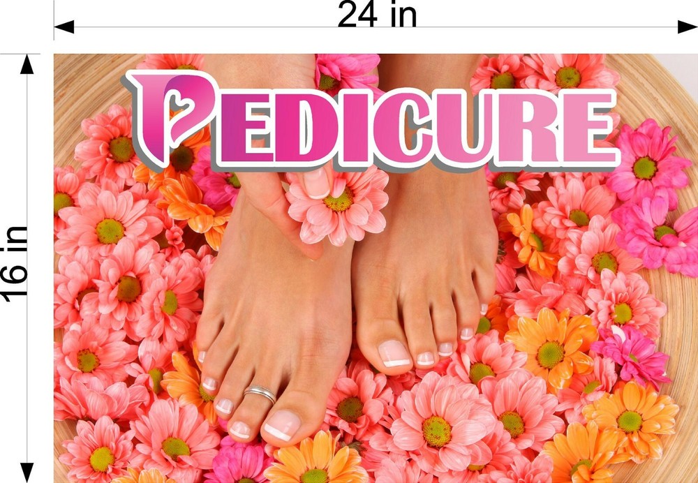 Pedicure 17 Perforated Mesh See-Through Window Vinyl Nail Salon ad Horizontal