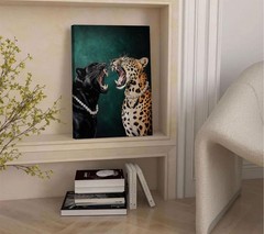 Funny Cheetah Canvas Wall Art Emerald Green Wall Decor Leopard aesthetics Pic…