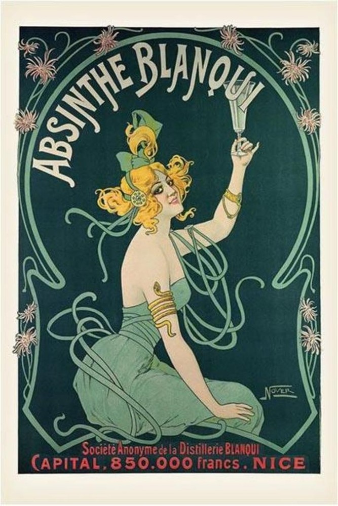 Nover Absinthe Blanqui Art Nouveau Vintage Reproduction Print Poster 24×36