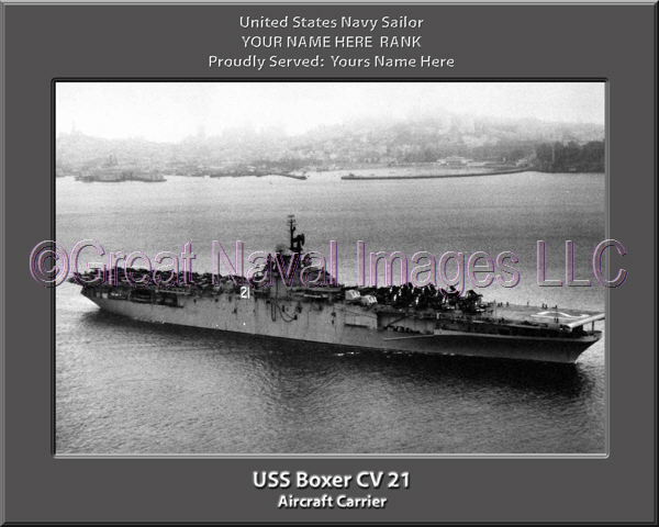 USS Boxer CV 21 Personalized Canvas Ship Photo Print Navy Veteran Gift