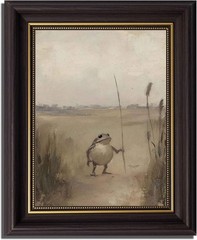 Dark Brown Framed Frog Wall Art Vintage Country Toad Canvas Prints Decor Art
