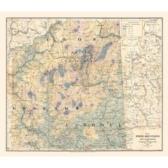 Historic State Map – New Hampshire White Mountains – 1881 – Vintage Wall Art