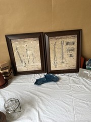 Set of 2 Framed Guitar Patent Prints Fender Les Paul Wall Art Vintage