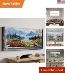 Stunning 40″x20″ Lake Landscape Canvas Art – Perfect for Living Room Decor