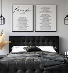 Proverbs 1:1, Bible Verse Quote, Set of 2 Poster Prints, Home Wall Art Décor