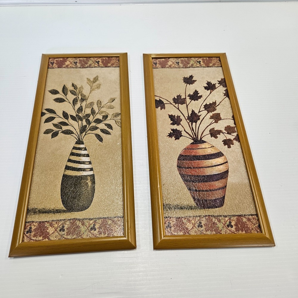 Indianara Set of 2 Beautiful Flower vases Framed Art decor wall decor