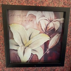 Vintage Framed Floral Wall Art Lily Rustic Farmhouse Cottage Decor Wood Frame 13