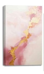 3 Piece Pink and Gold Abstract Marble Paint Pour Glicee Print on 11″x14″ Canvas