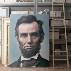 Abraham Lincoln In Color USA History America Presidents Canvas Wall Art Print
