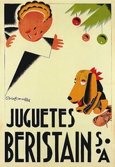 JUGUETES BERISTAIN TOYS CHRISTMAS GIFT BOY DOG KIDS FRENCH VINTAGE POSTER REPRO