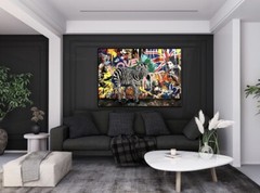 Pop Art Canvas Wall art Music Crowded Colorful Graffiti Mural Wall decor